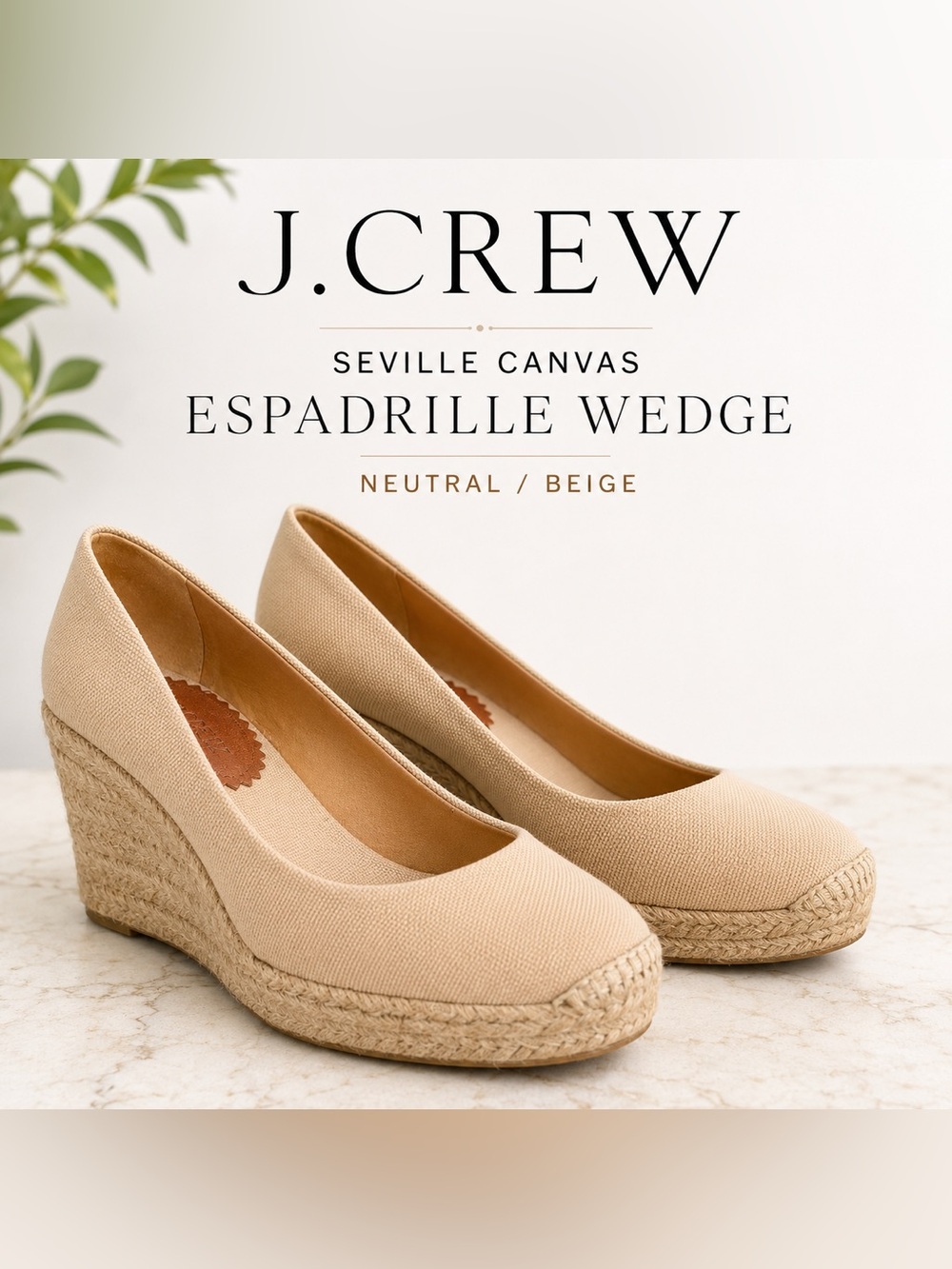 J. Crew Seville Canvas Espadrille Wedge - Beige